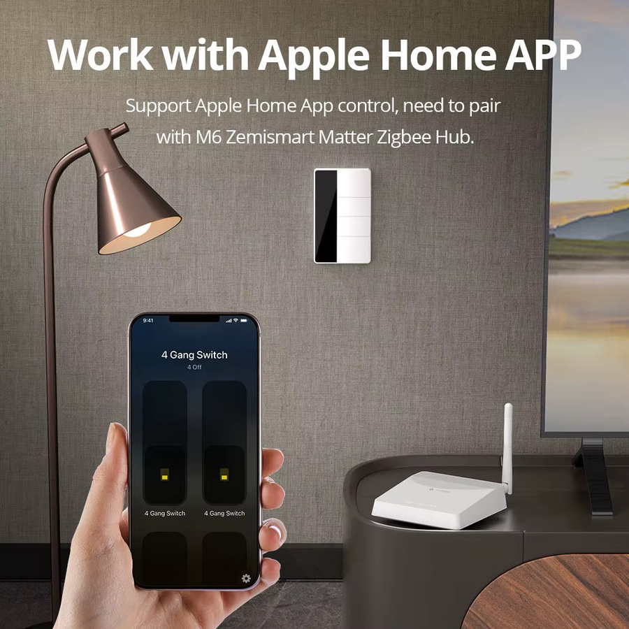 Zemismart Zigbee DIY-Namensschalter mit Display-Bildschirm und großem Druckknopf, weißer Wandlichtschalter kompatibel mit Tuya und Home Assistant - Bild 5