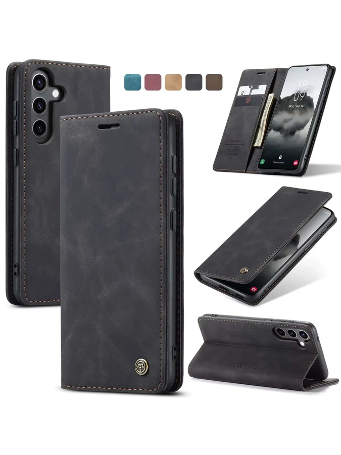 Flip-Ledertasche Kartenetui für Samsung Galaxy S25 Ultra S24 Ultra S23 FE S22 S21 S20 Plus A17 A16 A36 A56 A15 A55 A35 in Blau - Bild 7