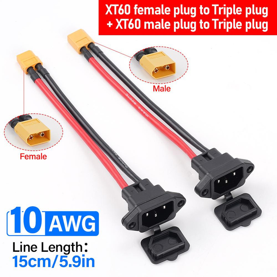 Pure Living Co. XT60 auf 3-poliges Stecker- und Buchsen-Autoladekabel für Lithium-Batterien und Elektrofahrräder - Bild 3