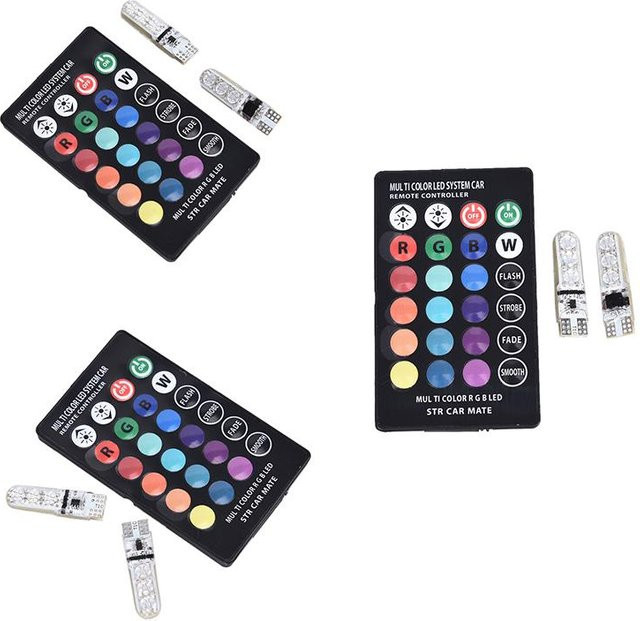 2 Stück T10 5050 W5W RGB LED Auto Innenraum Leseleuchte mit Fernbedienung in Multicolour - Bild 1