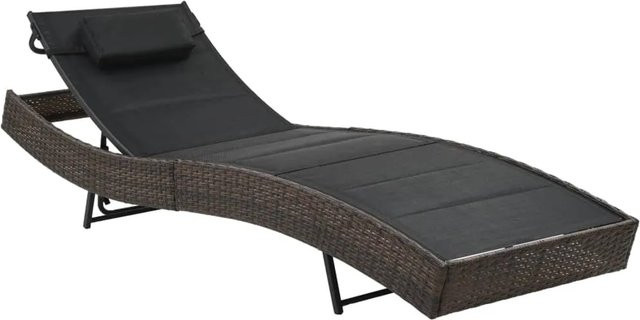 vidaXL Sonnenliege aus Poly Rattan und Textilene in Braun mit verstellbarer Kopfstütze und ergonomischer Form - Bild 1