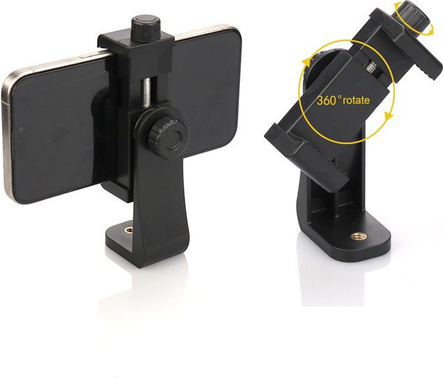 DIXSG 360-Grad-Handy-Clip in Schwarz als universeller Handyhalter mit 1/4 Zoll Schraubenloch für iPhone, Samsung, Huawei und Xiaomi - Bild 1