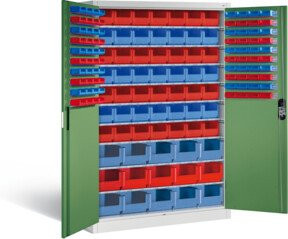 C+P Magazinschrank Acurado mit Resedagrün Front und lichtgrauem Korpus, H x B x T: 195 x 120 x 50 cm - Bild 1