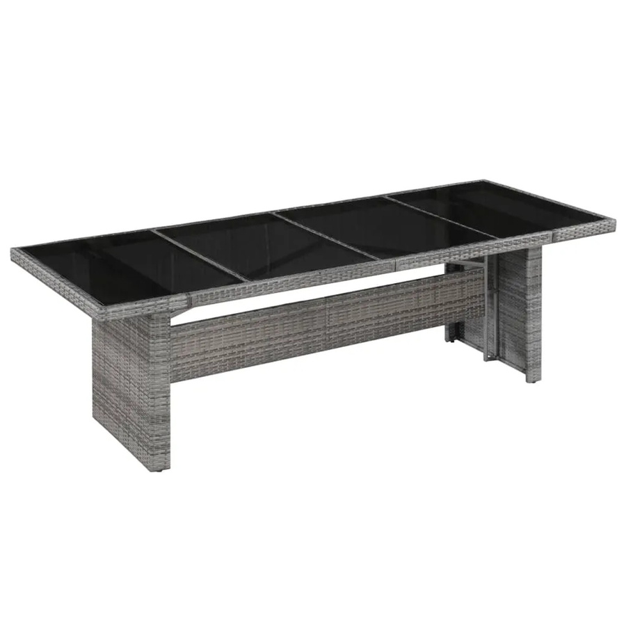 vidaXL Gartentisch aus Poly-Rattan und Glas in Grau und Schwarz, B/T/H: 240 x 90 x 74 cm - Bild 2