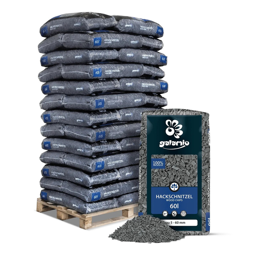 Galamio Holzhackschnitzel Grau zur Gartenmulchung, 39 Säcke à 60 l (Gesamtvolumen: 2340 l) - Bild 2
