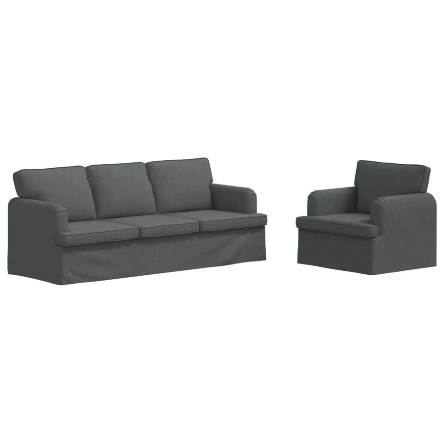 vidaXL Ecksofa 2-teilig Dunkelgrau mit Stoffbezug und Metallrahmen B/T/H: 201 x 144 x 85 cm - Bild 2
