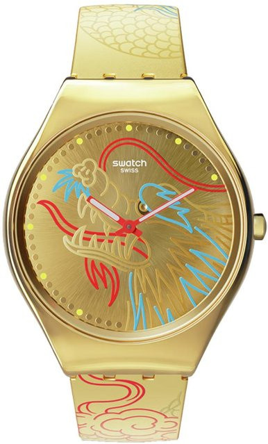 Swatch Analoguhr, Kunststoff, Gold, 49 mm, Unisex - Bild 1