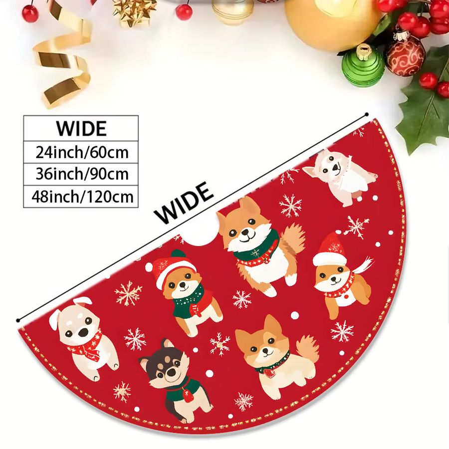 Vikama Weihnachtsbaumrock im klassischen Stil mit süßem Hund-Motiv für deine Weihnachtsdekoration - Bild 2