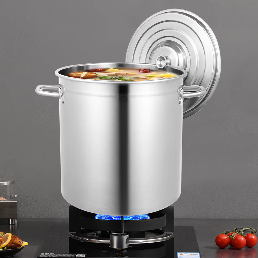 Bymaocar Edelstahl-Suppentopf mit Deckel, Silber/Grau, Volumen: 36 l - Bild 4
