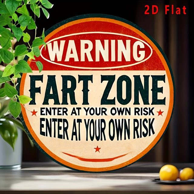 Rundes Metall-Warnschild Potdemiel Fart Zone im Vintage-Stil mit Typografie in Rot - Bild 1