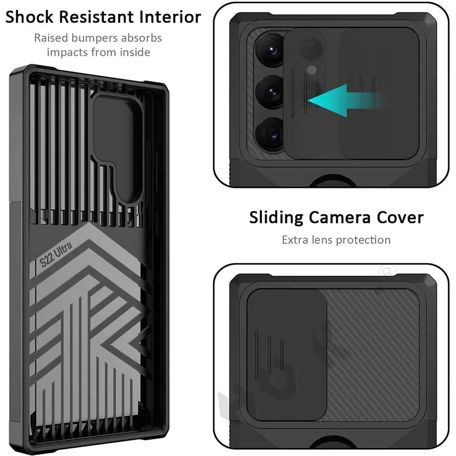 Foohly Panzerhülle mit Ständer, Objektivschutz, Kartenfach und Ringhalter für Samsung Galaxy S26 Ultra, S26+ und S25 Plus in Schwarz oder Grün - Bild 4