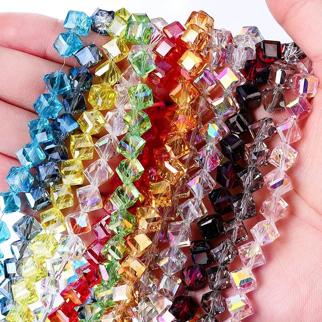 QIAO Kristallglasperlen, facettiert, quadratisch, 4-8mm, Unisex - Bild 1