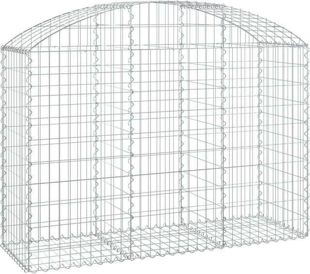 vidaXL Gabione mit Hochbogen aus verzinktem Eisen in Silber, B/T/H: 150 x 50 x 100/120 cm - Bild 1