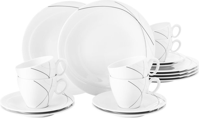 Seltmann Weiden Kaffeeservice Trio Highline aus Porzellan, 18er Set, Weiß - Bild 1