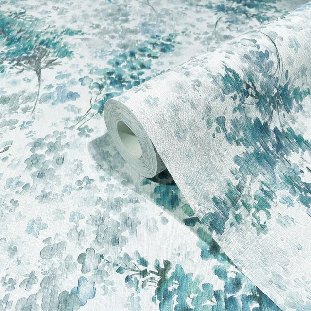 Marburg Vliestapete Flora 1 in Natur Weiß-Blau mit floralem Design und FSC-Zertifizierung - Bild 1