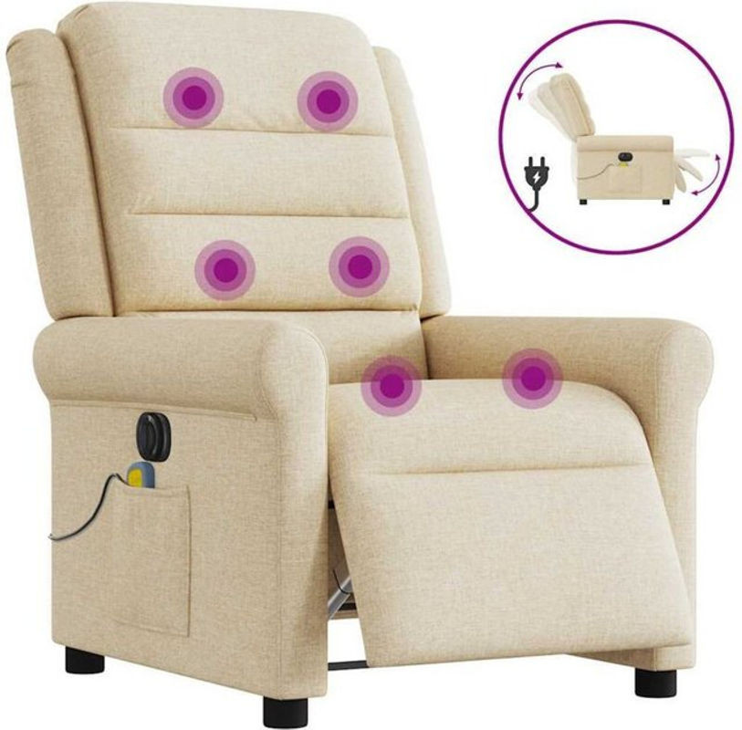 Vidaxl Elektrischer Massagesessel Relaxsessel aus Stoff in Beige und Weiß - Bild 1