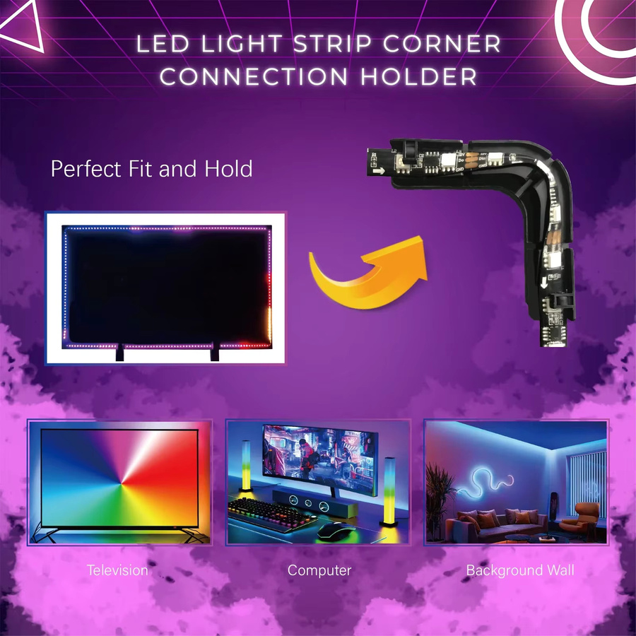 BOXPUT 4 Stück L-förmige LED-Lichtstreifen-Eckverbinder Halterung in Weiß, lötfreie und lückenlose Verbindung für SMD 5050 LED-Streifen aus Kunststoff - Bild 3