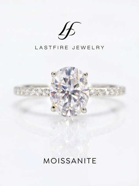 Moissanit-Diamantring, 925 Silber, Damen - Bild 1