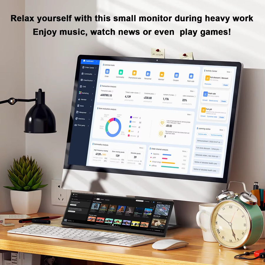 Wisecoco Stretched Bar Externer Touchscreen Monitor in Schwarz für PC, Raspberry Pi und Laptop, 12,3 oder 14,5 Zoll - Bild 3