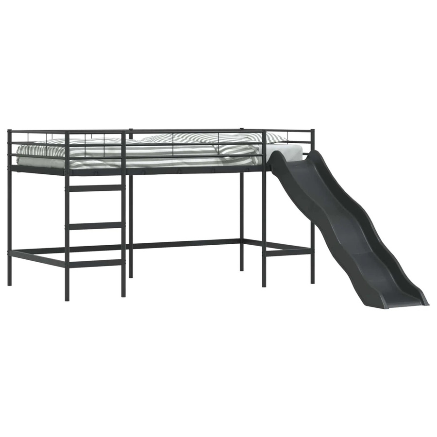 vidaXL Kinder-Loftbett mit Rutsche aus Metall in Schwarz und Anthrazit - Bild 2