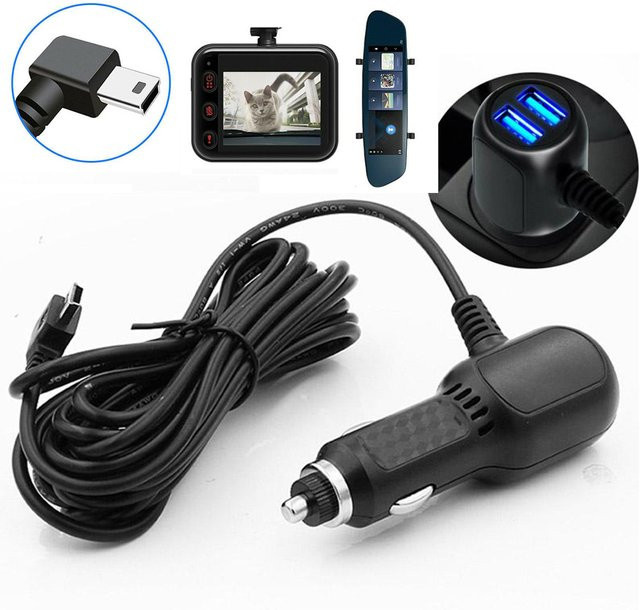 HP Micro-USB Ladekabel für Dash Cam und GPS in Schwarz - Bild 1