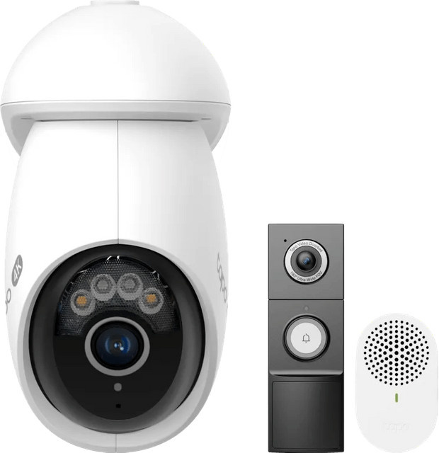 TP-Link Tapo C560WS Smart Outdoor Kamera mit D235 Smart Battery und Wired Doorbell Set - Bild 1