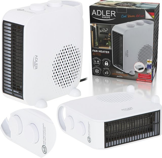 Adler Elektrische Heizung mit Lüfterfunktion und Thermostat, 2000 W, Weiß - Bild 1