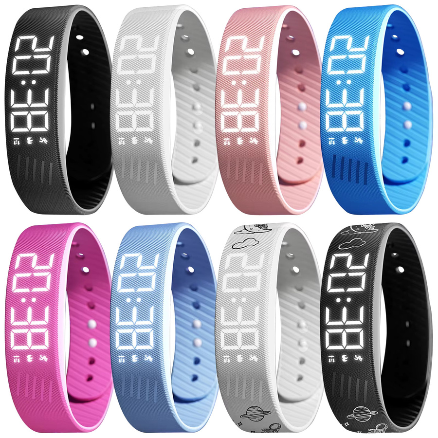 APWIKOGER Vibrationsalarm-Armband in Weiß, wasserdichte geräuschlose Weckuhr mit Schrittzähler für Damen und Herren - Bild 2