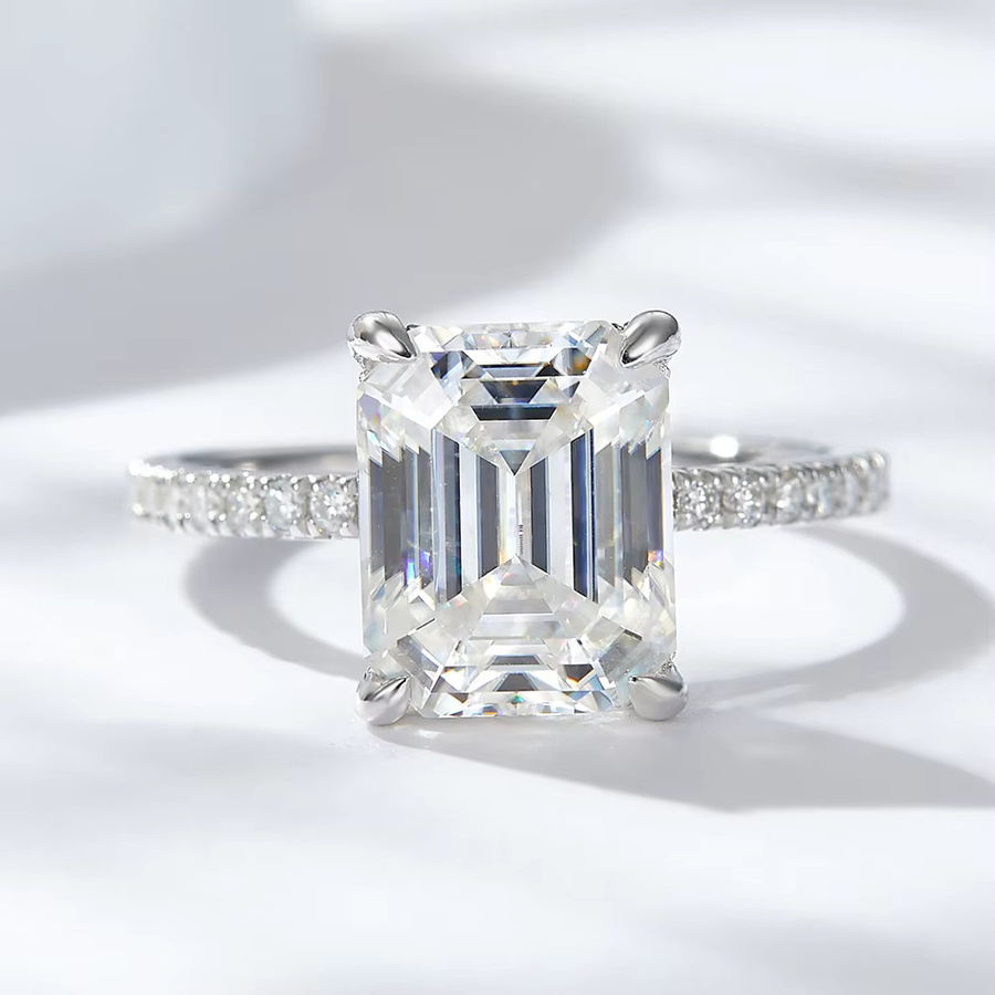 ROBUKF Ring Moissanit, 925 Silber, Smaragdschliff, Damen - Bild 2