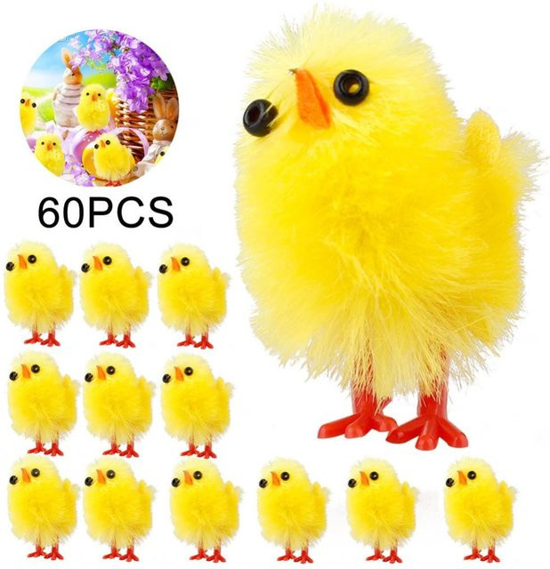 Mini Ostern Gelb Küken, Bauernhof Tier Statuen, 60-teiliges Set - Bild 1