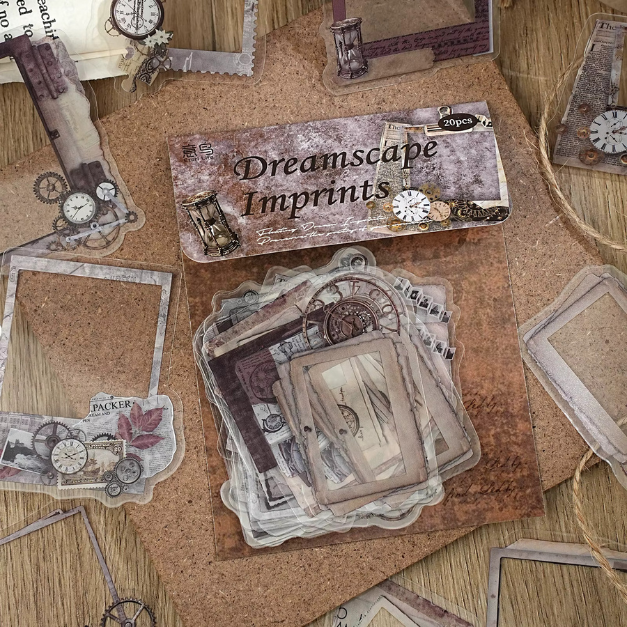 Etori Life Time Stamp 20 Stück Steampunk Journal Border Aufkleber im Vintage-Stil mit Uhr und Zahnrädern, Multicolour - Bild 3