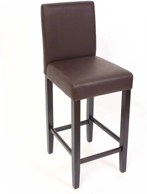 MCW Barhocker Cesena 2er-Set aus braunem Kunstleder mit Holzfüßen - Bild 2