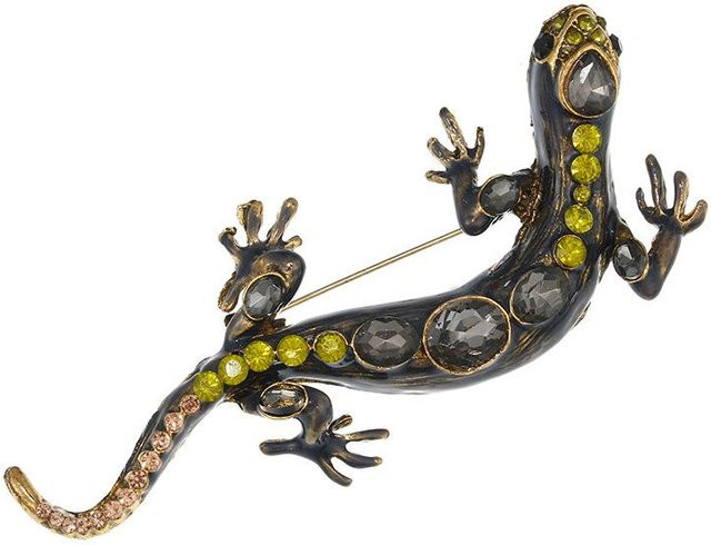 YIRAN Brosche Anstecknadel, Grau Grün, Strass, Schwarz, Emaille, Damen - Bild 1