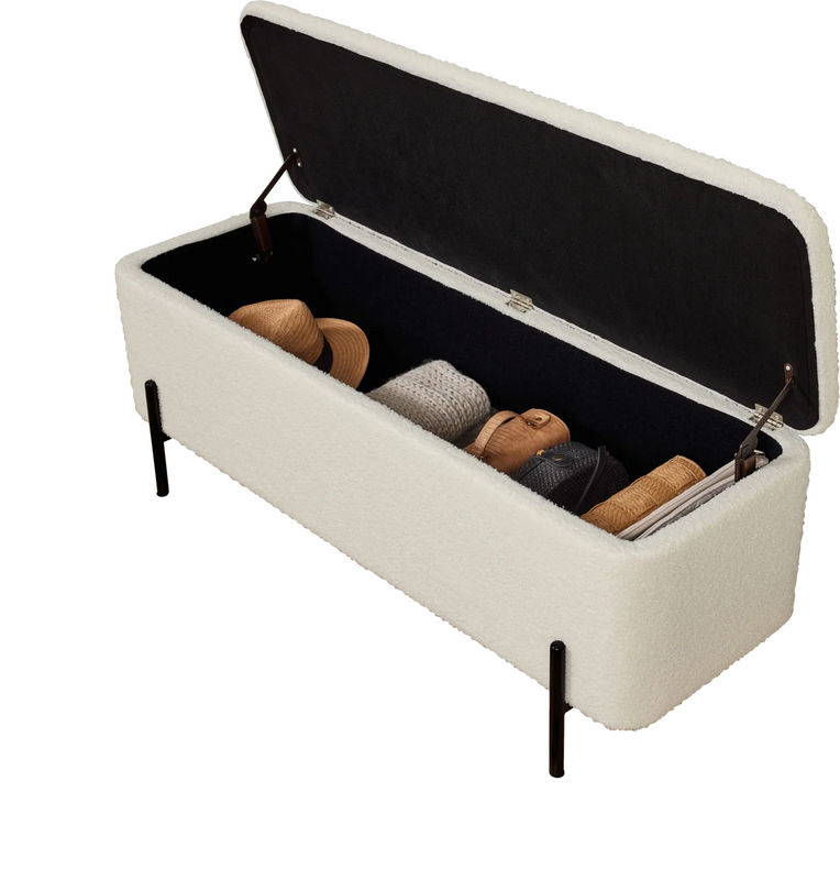 LIVARNO Polsterbank mit Teddybezug aus Microfaser und Metallbeinen in Beige - Bild 3