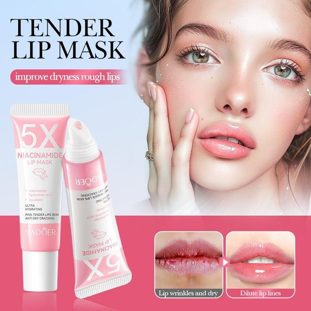 SADOER 5X Niacinamide Plumping Lip Mask, Niacinamid, für trockene Lippen - Bild 1