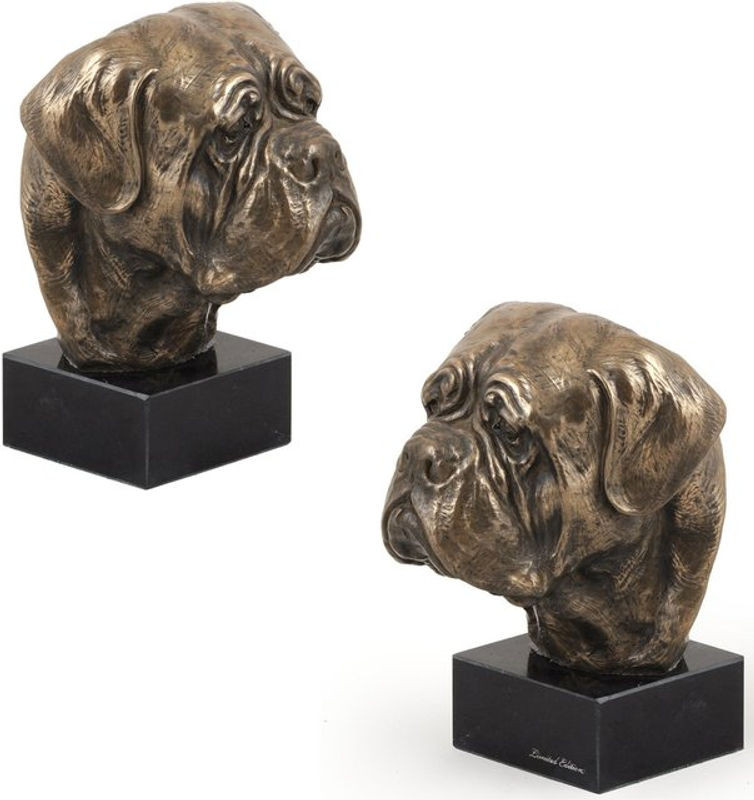 Hundestatue Dogue de Bordeaux als Büste auf Steinsockel von Art-Dog in Braun - Bild 1
