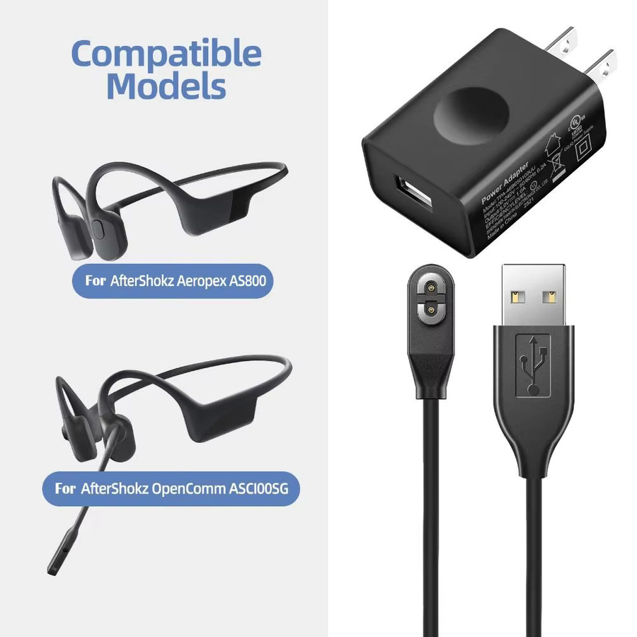 DITIPOO Magnetisches USB Typ C Ladekabel in Schwarz mit Überlastschutz für Shokz AS800 AS803 S810 Kopfhörer - Bild 3