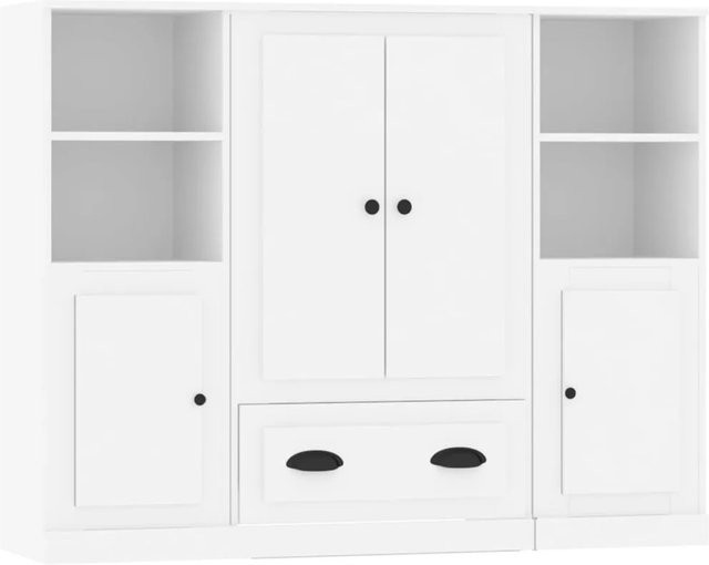 3er Set vidaXL Highboards aus Holzwerkstoff in Weiß mit minimalistischem Design, B/T/H: 35,5 x 4,0 x 132,0 cm (pro Stück) - Bild 1