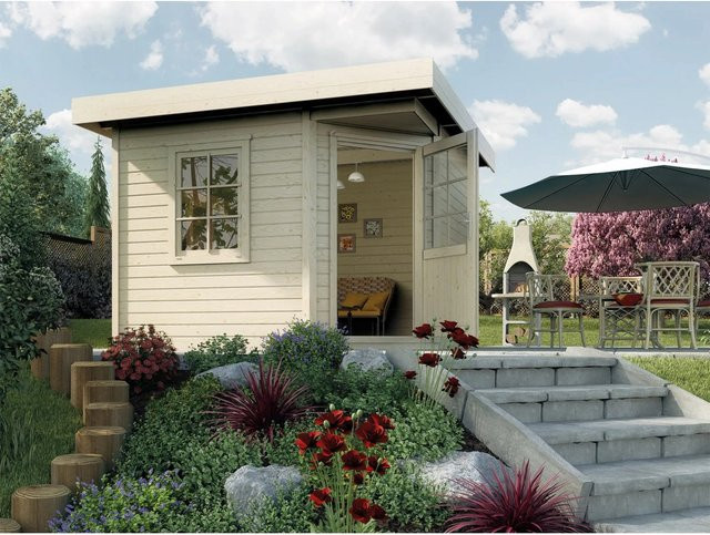 WEKA Gartenhaus 213 Gr. 2 aus Holz in Beige mit Flachdach B/H/T: 338 x 237 x 298 cm - Bild 1