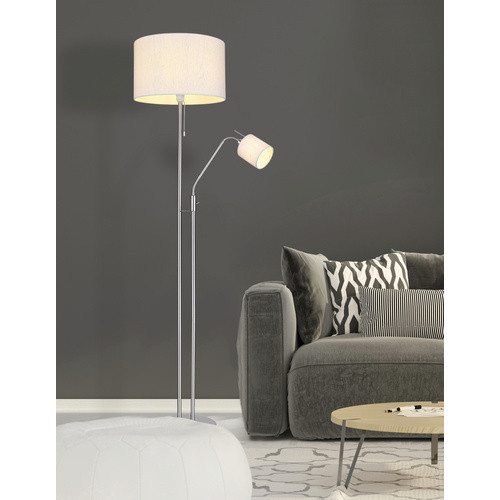 Globo Lighting Stehleuchte Ava in Nickel matt und Silber mit Textilschirm, Höhe: 175 cm - Bild 2