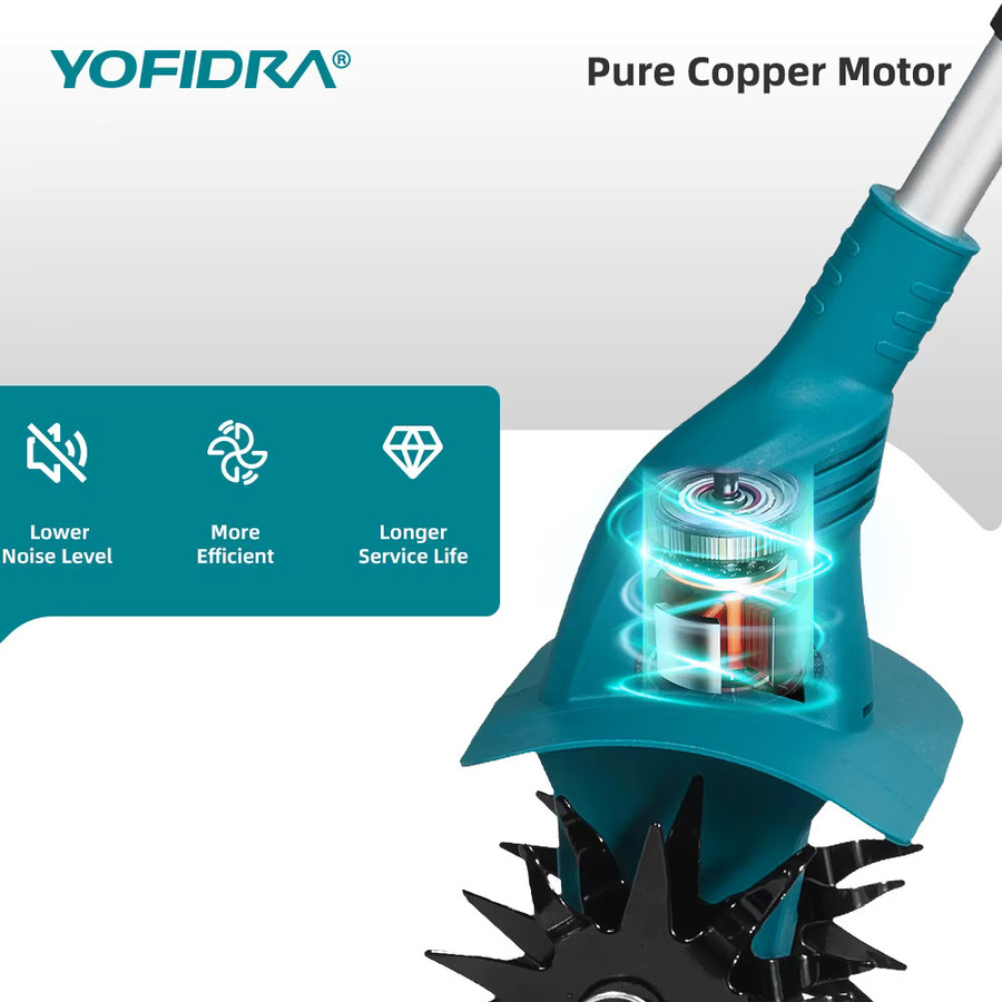 YOFIDRA Elektrischer Vertikutierer und Gartenkultivator als Bodenbearbeitungsmaschine für Makita 21V Akku - Bild 3