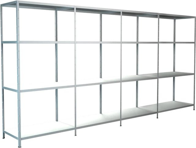 Schulte Steck-Grund- und 3 x Anbauregale aus Metall in Weiß, B/T/H: 400 x 180 x 35 cm - Bild 1
