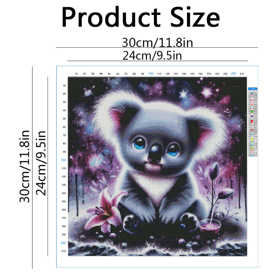 Evershine Kreuzstich-Set Koala 5D-DIY-Stickerei als handgefertigtes Kunstbild in Multicolour, B/H: 30 x 30 cm - Bild 2