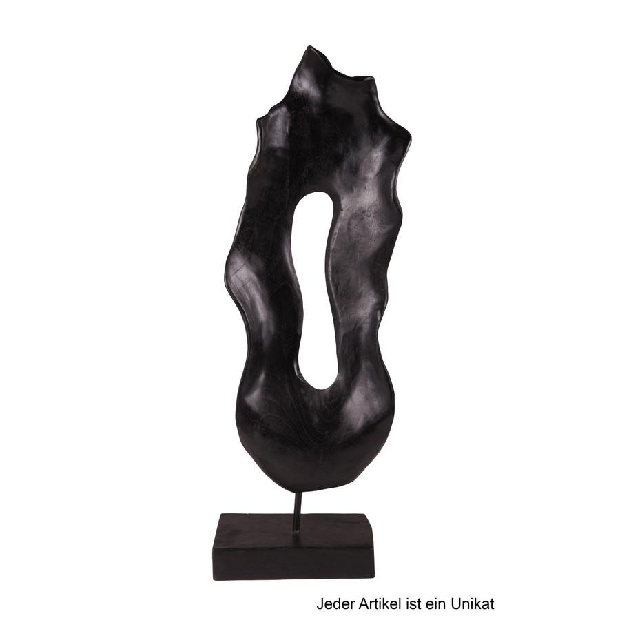 DELUKE Deko-Skulptur NOÉ aus Teakholz in Schwarz, B/H/T: 78 x 14 x 33 cm - Bild 2