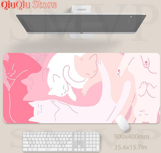 Pink Cat Gaming Mousepad Schreibtischunterlage für Gamer in Pink - Bild 1