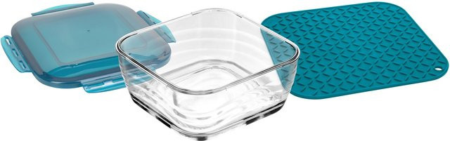 Nicer Dicer Chef Professional Glasschüssel-Set, 3-teilig, transparent und blau, 2,8 l - Bild 1