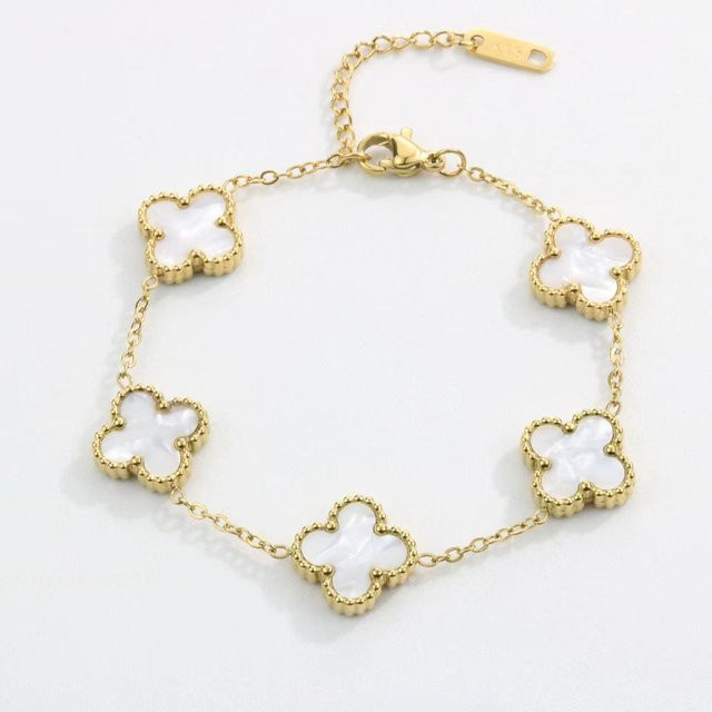 Armband Kleeblatt, Titan, Weiß, Damen - Bild 1
