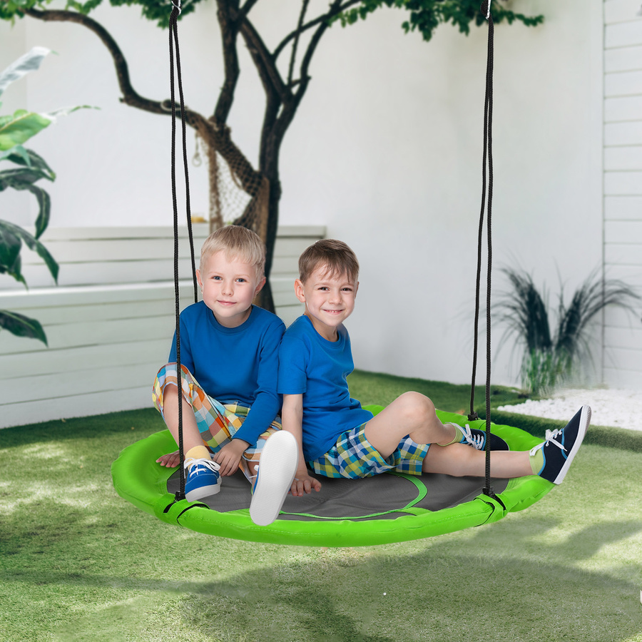 Outsunny Nestschaukel Grün Ø 110 cm, verstellbare Tellerschaukel für Kinder und Erwachsene bis 150 kg - Bild 2