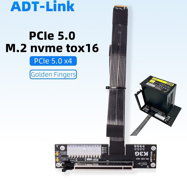 ADT-Link K43SG PCIe 5.0 X4 M.2 NVMe zu X16 Externer eGPU-Adapter in Schwarz - Bild 1