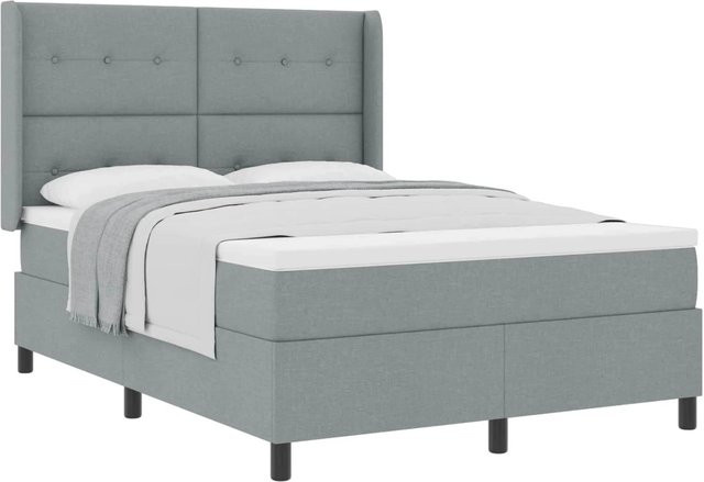 vidaXL Boxspringbett mit Matratze in Grau, Stoffbezug, B/T: 140 x 200 cm - Bild 1